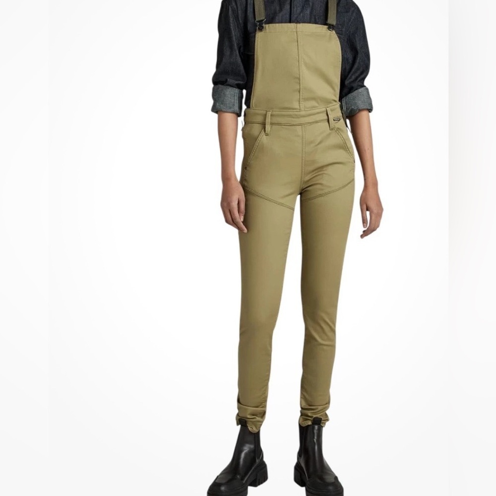G-STAR RAW Women's Worker Radar Dungaree Fresh Army Green Overalls, Size 24
